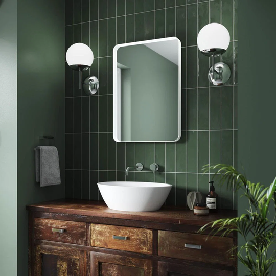 Metal Framed Wall Mounted Bathroom Mirror in White
