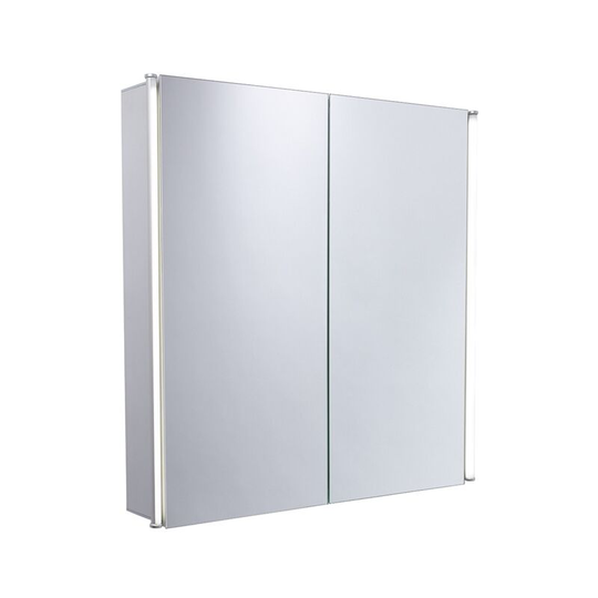 Duchy Sleek 2-Door LED Illuminated Mirrored Bathroom Cabinet 650mm H x 650mm W - Glass