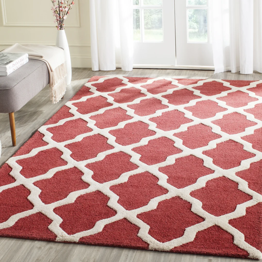 Dasilva Hand-Tufted Red/Ivory Area Rug