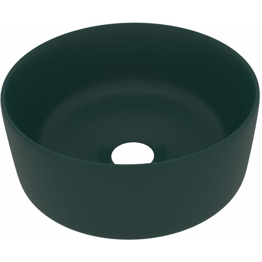 Luxury Wash Basin Round Matt Dark Green 40x15 cm Ceramic Vidaxl Green