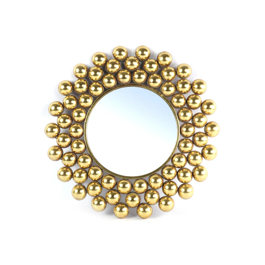 Delmar Round Metal Framed Wall Mounted Accent Mirror in Gold