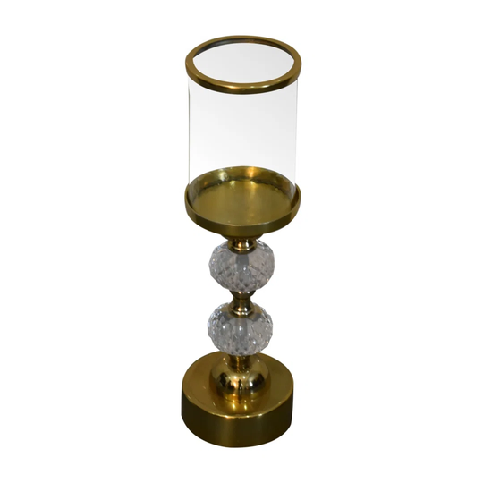 41Cm Glass/Aluminum Tabletop Candlestick Holder