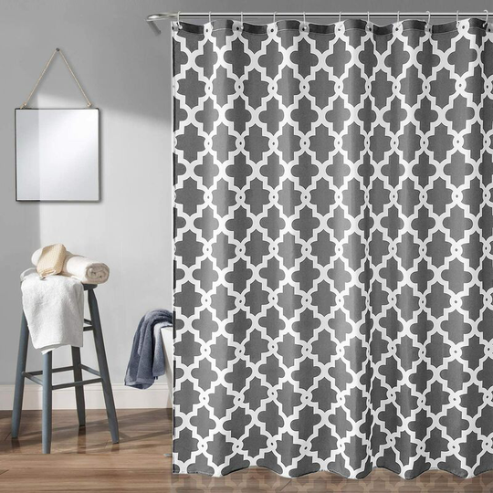 1 Piece Shower Curtain 180 x 180 cm Polyester Shower Curtains Mildew Proof Waterproof Fabric Shower Liner Long Bathtub Bathroom Curtain Hooks - Gray