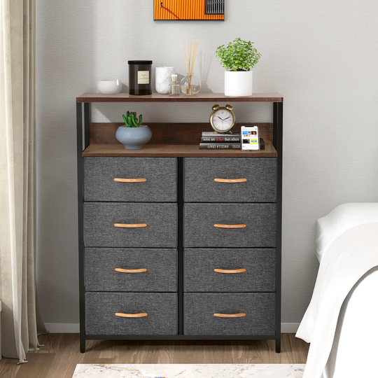 Chest Of Drawers Unit Storage Cabinet 8 Drawers Storage Cabinet With Metal Frame Adjustable Feet Hallway Home Dresser