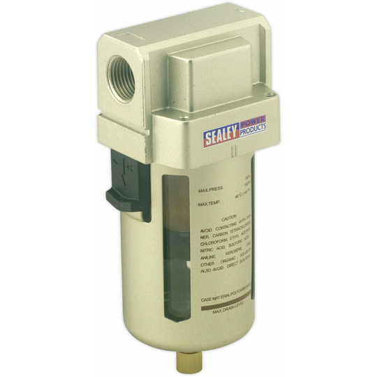 Loops - Workshop Air Supply Filter - 140cfm Max Airflow - 1/2' bsp Inlet & Outlet