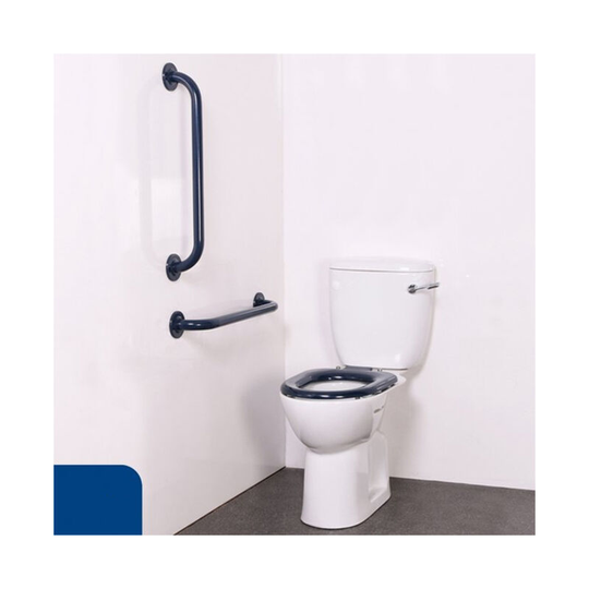 Nymas Nyma PRO Close Coupled Toilet Doc M Pack White - 2 x Dark Blue Grab Rails