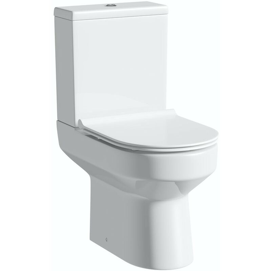 Wharfe close coupled toilet with soft close slim seat - White - Orchard