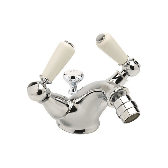 Kensington Lever Monobloc Bidet Mixer Tap with Pop Up Waste - Chrome/White - Sagittarius