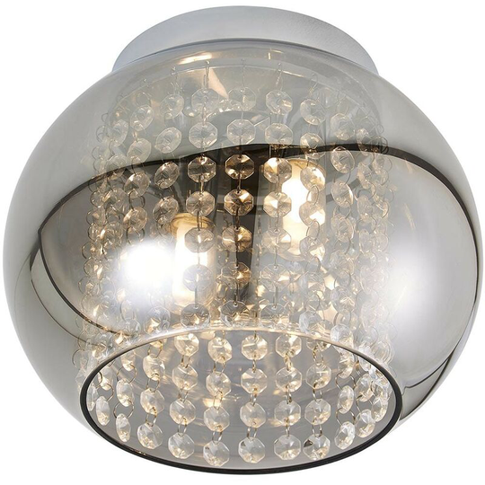Forum - Megara smoked 2 light cloche bathroom light in chrome - Chrome