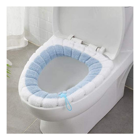 Toilet Cushion Seat Cushion Universal Plush Toilet Cover Autumn And Winter Warm Cute Toilet Cover Knitted Handle Toilet Cushion,Blue White