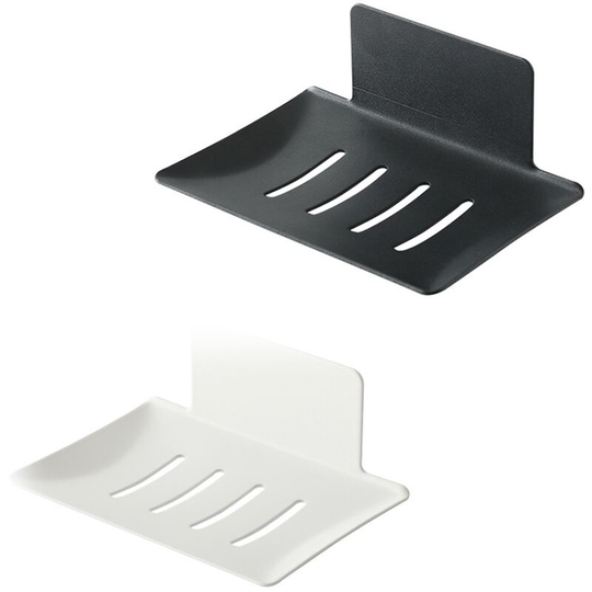 Sunflowergb - Wall Mounted Soap Dish, Self Adhesive Stainless Steel Shower Soap Dish, Bathroom Kitchen Soap Dish (Silver, Black)