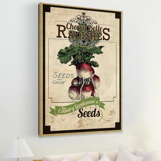 Seed Packet Radishes - Wrapped Canvas Advertisement Print