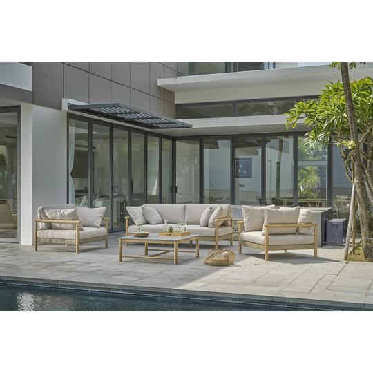 Set Of 2 Armchairs, Sofa And Table Berga L.85 L.90 H.58 Nature/grey