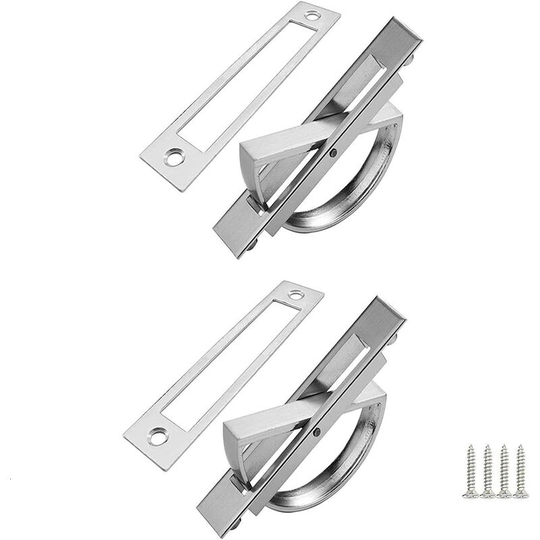 180° Rotatable Recessed Door Pull Concealed Tatami Handle Zinc Alloy Hidden Handles for Drawers, Cabinets, Dressing Tables, etc - Modern Brushed