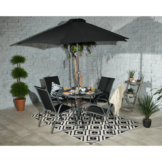 Thorold 4 Seater Dining Set with Parasol