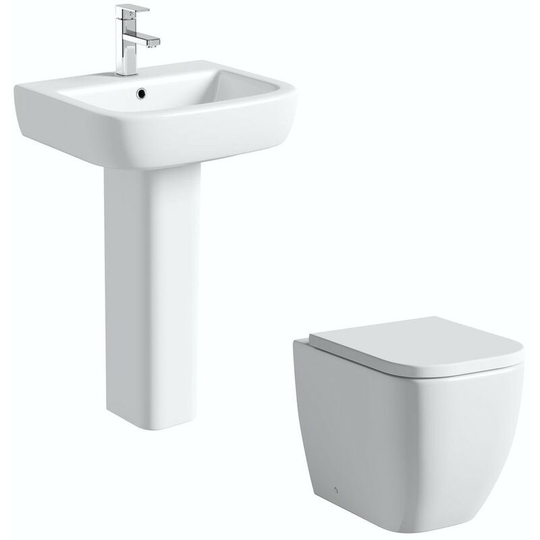 Ellis cloakroom suite with full pedestal basin 560mm - Mode