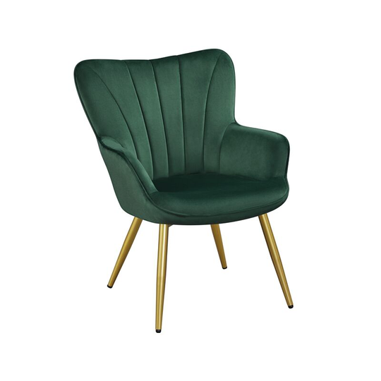 Yaheetech Modern Curved Back Velvet Accent Chair Upholstered Armchair, Green - green