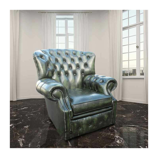 Green Chesterfield Monks High Back Wing chair | DesignerSofas4U