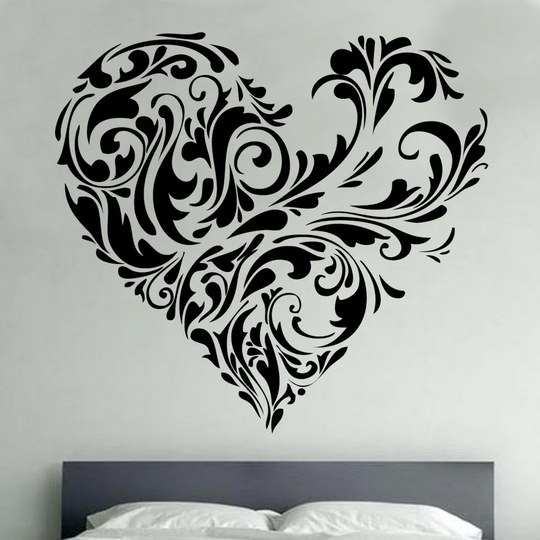 Floral Love Heart Decal Vinyl Wall Sticker