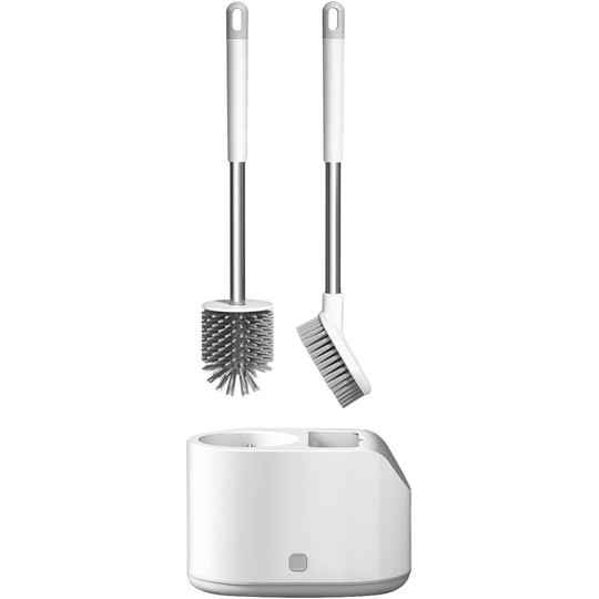 2PCS Toilet Brush and Holder Floor-standing Soft Bristles Toilet Brush Cleaner No-drilling Bathroom Deep Cleaning Toilet Bowl Brush,Type 1 - Type 1