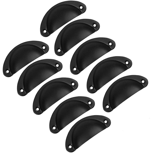 Perlerare - 10PCS Vintage Shell Handle, Door Knob, Furniture Handle, Retro Iron Door Handles with Screws for Cabinet Drawer Cabinet Kitchen Cupboard,