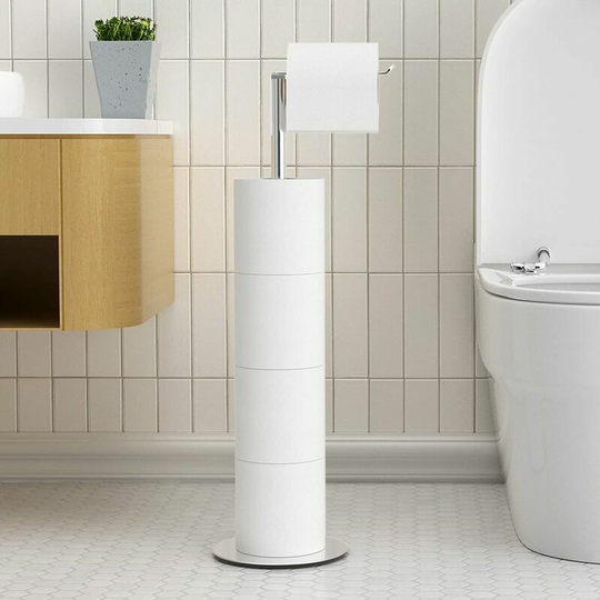 Toilet Paper Holder With Brushed Nickel Finish Toilet Paper HolderFree Standing Bathroom Stainless Steel Simple And Convenient Toilet Paper Dispenser