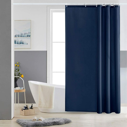 1Piece Navy Blue Shower Curtain Mildew Proof Polyester Fabric Machine Washable Weighted Waterproof Bath Curtains for Bathtub 120x180cm