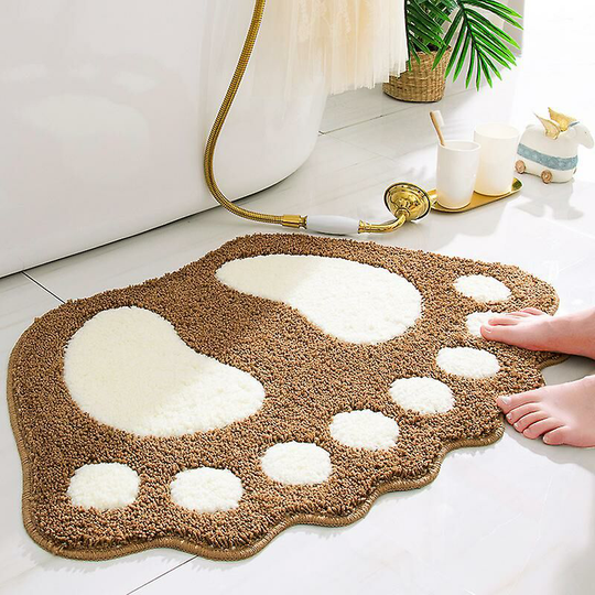 Ilovemilan - anti-slip And Absorbent Bathroom Mat, Big Feet Design, Polyester, Brown, 40 x 60 Cm