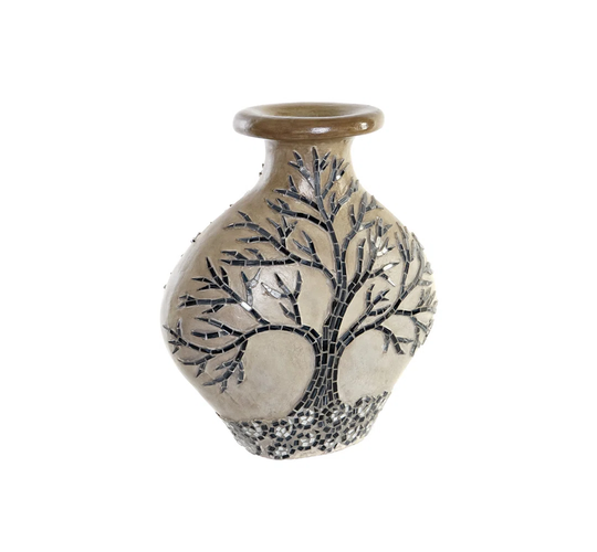 White/Black 33.5Cm Terracotta Table Vase