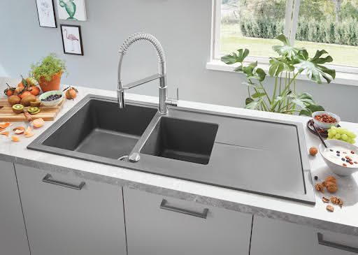 Grohe K400 Granite Grey 1.5 Composite Inset Kitchen Sink - Drainer & Waste