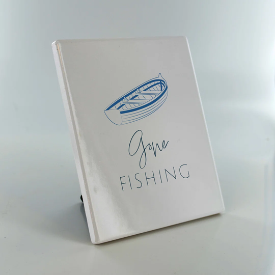 Boulevardier Beach Gone Fishing Decorative Slate