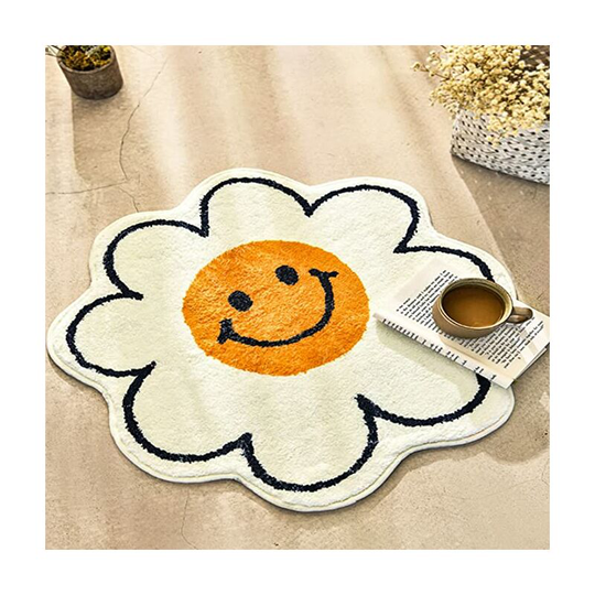 Ilovemilan - Cute Bath Mat Smiley Face Rug Bathroom Rug Sunflower Bathroom Decoration Mat Absorbent Bathtub Mat Super Soft and Fluffy Mat Machine