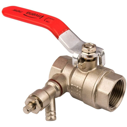 Invena - Lever Inline Water Ball Valve 3/4 inch bsp Female Thread with Drain Valve