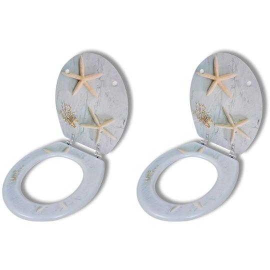 Toilet Seats with Hard Close Lids 2 pcs mdf Sea Star VD18801 - Hommoo