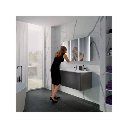 Xenon 120 Aluminium Triple Door Bathroom Cabinet with Vertical led 700H x 1205mm w x 130mm d - HIB