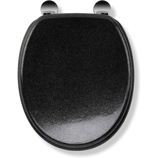 Flexi-Fix Quartz Top & Bottom Fix Toilet Seat, Black - Croydex