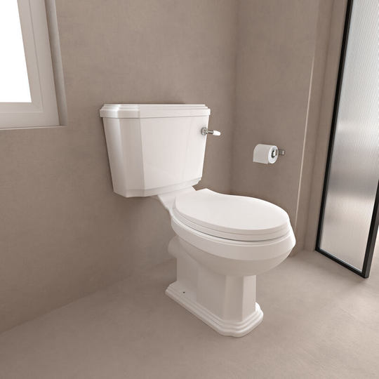Acezanble - Bathroom Traditional Close Coupled Toilet Soft Close Seat Modern wc - White