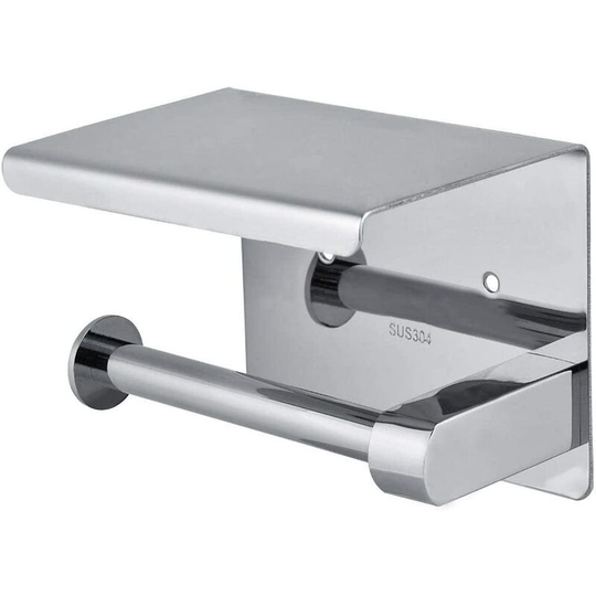 Toilet Paper Holder, Wall Mounted Toilet Paper Roll Box Holder, 304 Stainless Steel, Silver
