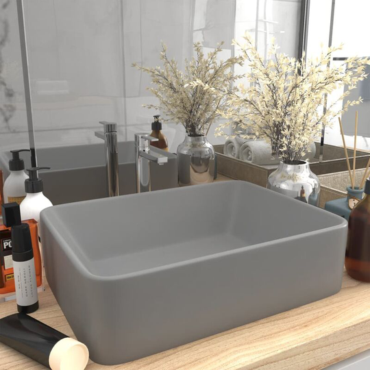 Luxury Wash Basin Matt Light Grey 41x30x12 cm Ceramic - Grey