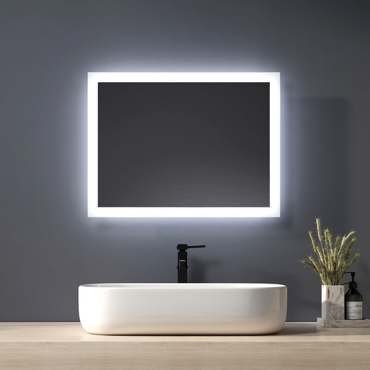 Led Bathroom Mirror 450 x 600mm Modern Illuminated Wall Mounted Mirror with Touch Switch + Demister - Heilmetz