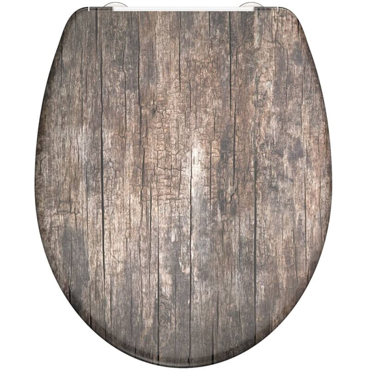 Duroplast Toilet Seat with Soft-Close OLD WOOD Printed SCHÜTTE - Multicolour