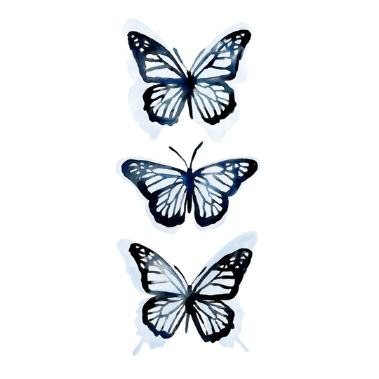 Blue Butterfly Trio I by Emma Scarvey - Wrapped Canvas Painting