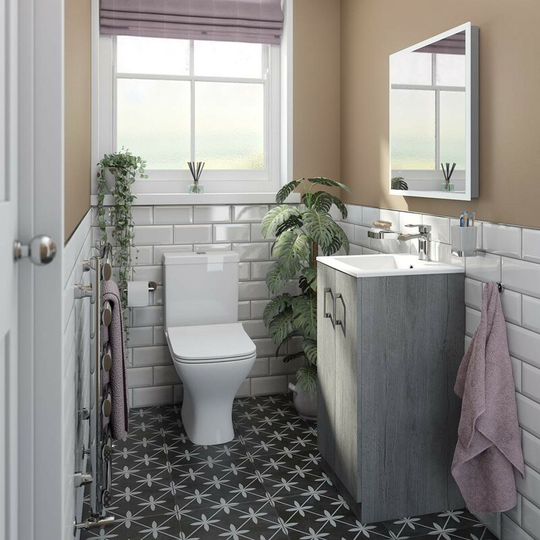 Orchard - Lea concrete floorstanding vanity unit 420mm and Derwent square close coupled toilet suite - Grey