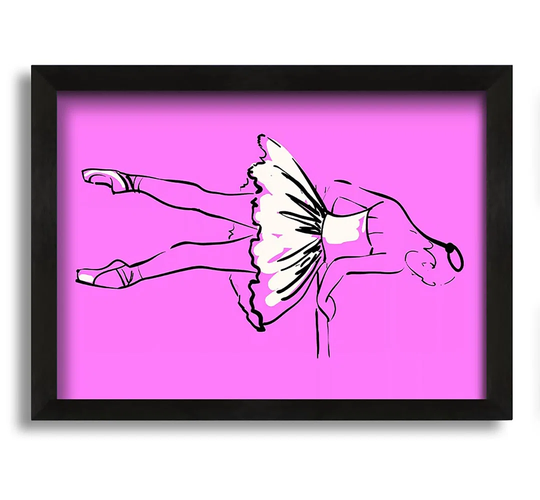 Pink White Ballerina 3 - Picture Frame Painting on Canvas