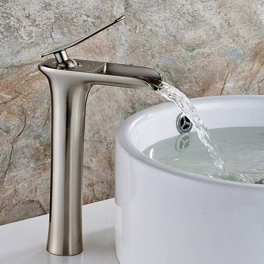 Swyeoot - faucet bathroom waterfall basin faucet high bathroom faucet counter top sink faucet bathroom brushed nickel