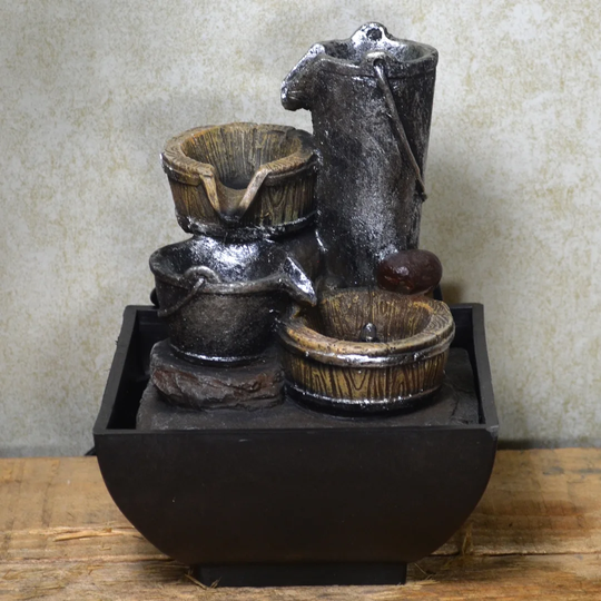 Stuart Resin Bucket Cascade Fountain with LED Light