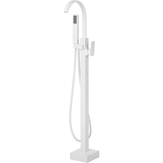 Beliani - Modern Freestanding Tub Bath Faucet Mixer Tap Brass Matt White Ribbon - White