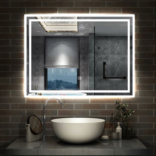Bathroom Mirror with Lights Anti Fog Touch Sensor Wall Mounted led Bathroom Mirrors - 800x600mm