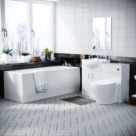 Neshome - Kelly 550mm White Basin Vanity Cabinet with wc, btw Toilet, Bath & Front Panel