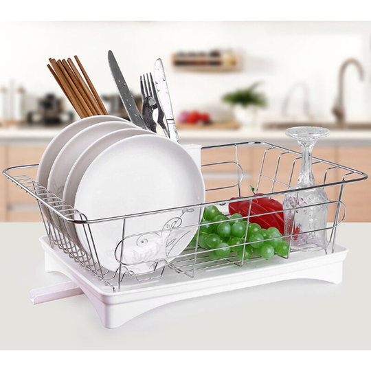 Stainless Steel Dish Drying Basket Utensil Holder for Kitchen - Livingandhome
